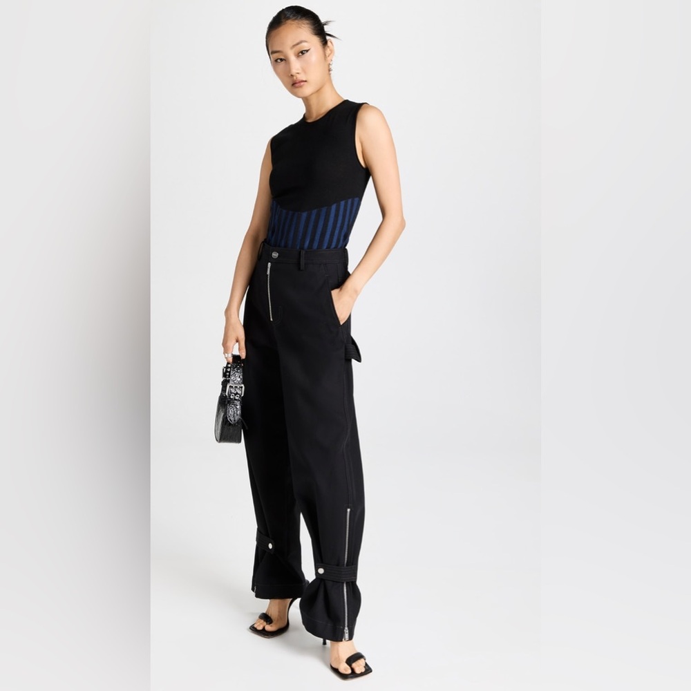 DION LEE Designer Blue/Black Two Tone Bone Corset Wool Blend Tank Top size 4 - Picture 3 of 12